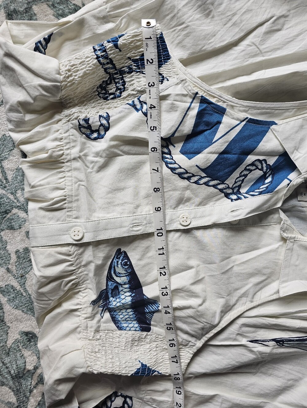 NWT Anthropologie White & Blue Nautical Print Midi Shirtdress Sz M - Picture 10 of 11